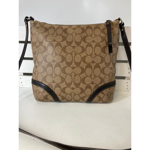 COACH F18926 MEDIUM TAN, BROWN SIGNATURE CROSSBODY BAG - Picture 3 of 16